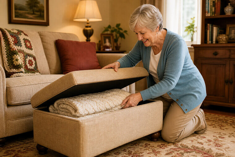 Store Seasonal Blankets Inside Decorative Storage Ottomans