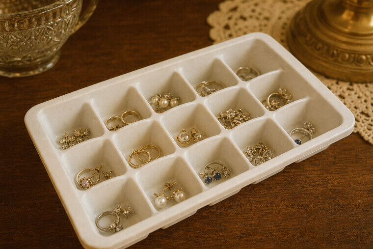 Use Ice Cube Trays to Organize Small Jewelry Items