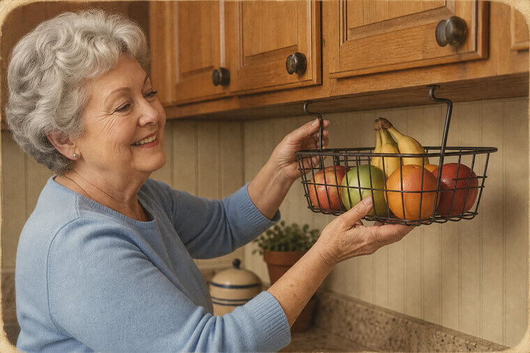 Hang a Wire Basket Under Kitchen Cabinets for Fruit
