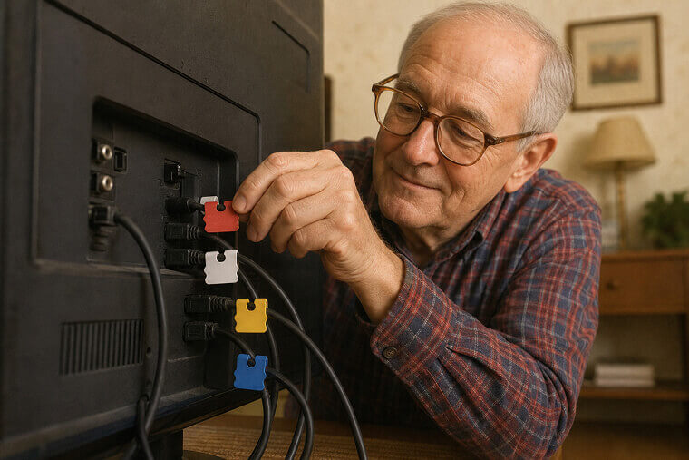 Use Bread Tags to Label Power Cords Behind Entertainment Centers