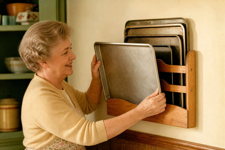 Mount Wooden Magazine Racks on Walls for Baking Pans