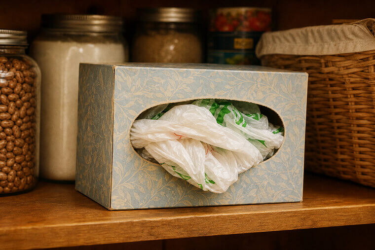 Store Extra Plastic Bags Inside an Empty Tissue Box