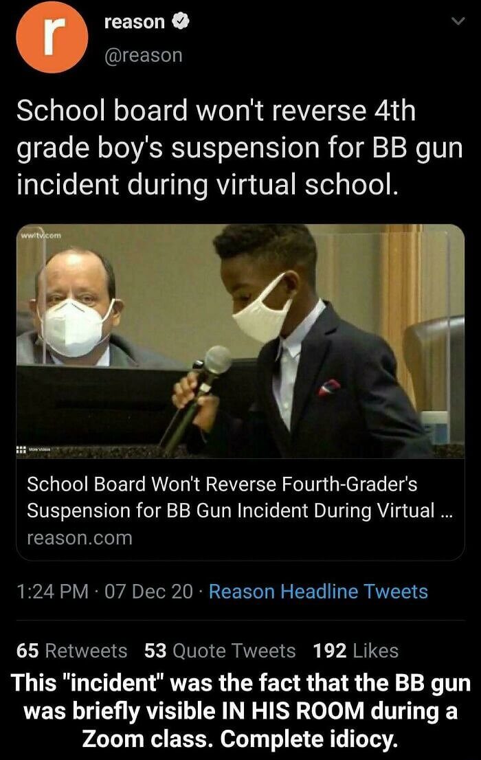 Zero Tolerance Taken to an Extreme