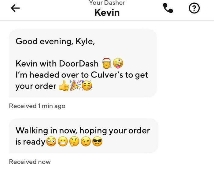 DoorDash Delivery with Emoji Flair