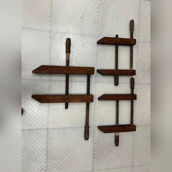 Wooden Clamps Clamped to the Workbench