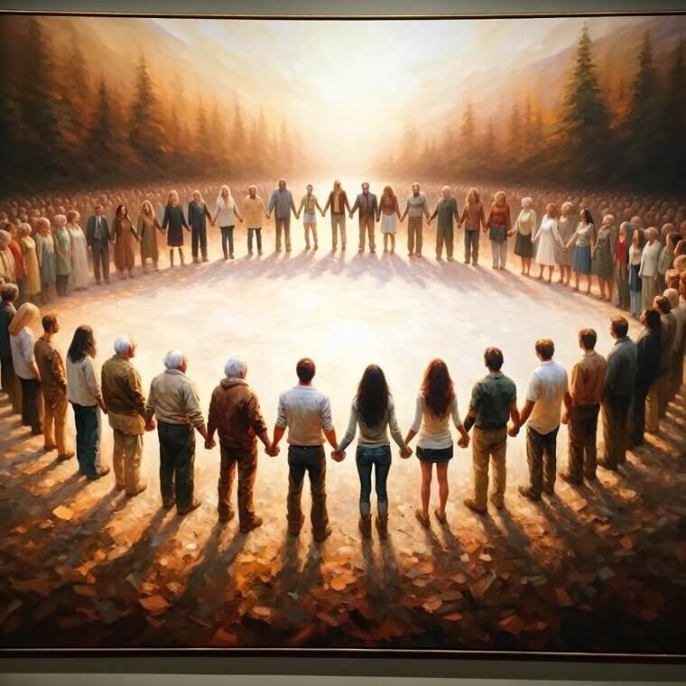 Holding Hands in a Giant Ring for “Auld Lang Syne”