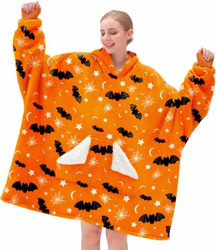 Stay Cozy with Touchat Blanket Hoodie - Perfect Halloween Gift! 