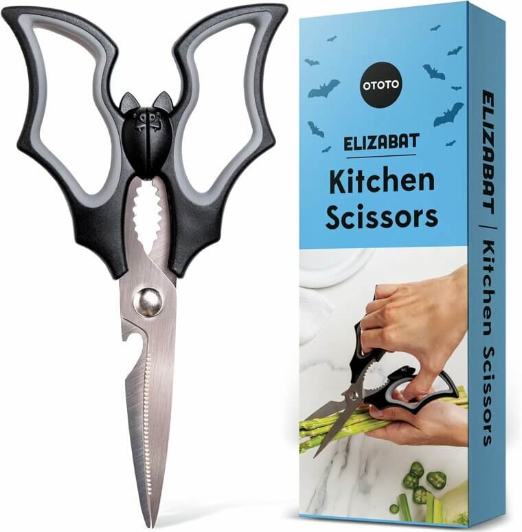 Spooky Elizabat Scissors for Halloween - Cute Goth Kitchen Shears 
