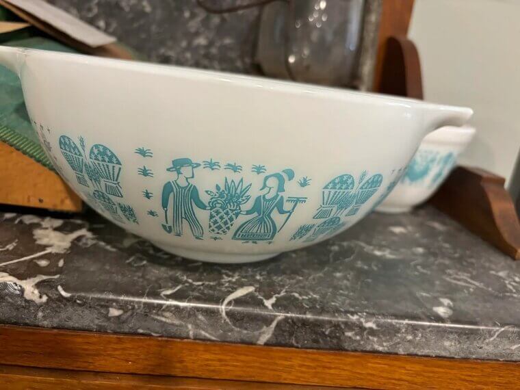 The Turquoise Amish Butterprint Pyrex: A Farmhouse Classic: $400 and up