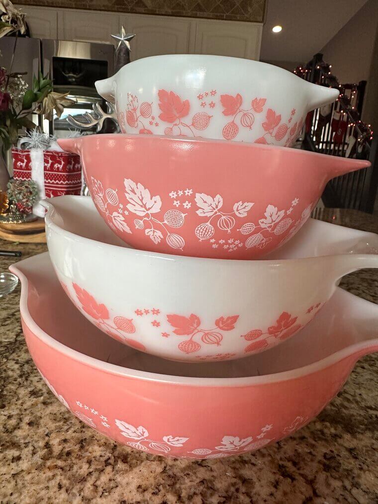 The Pink Gooseberry Pyrex Set: A Romantic Kitchen Staple: $500 to $800