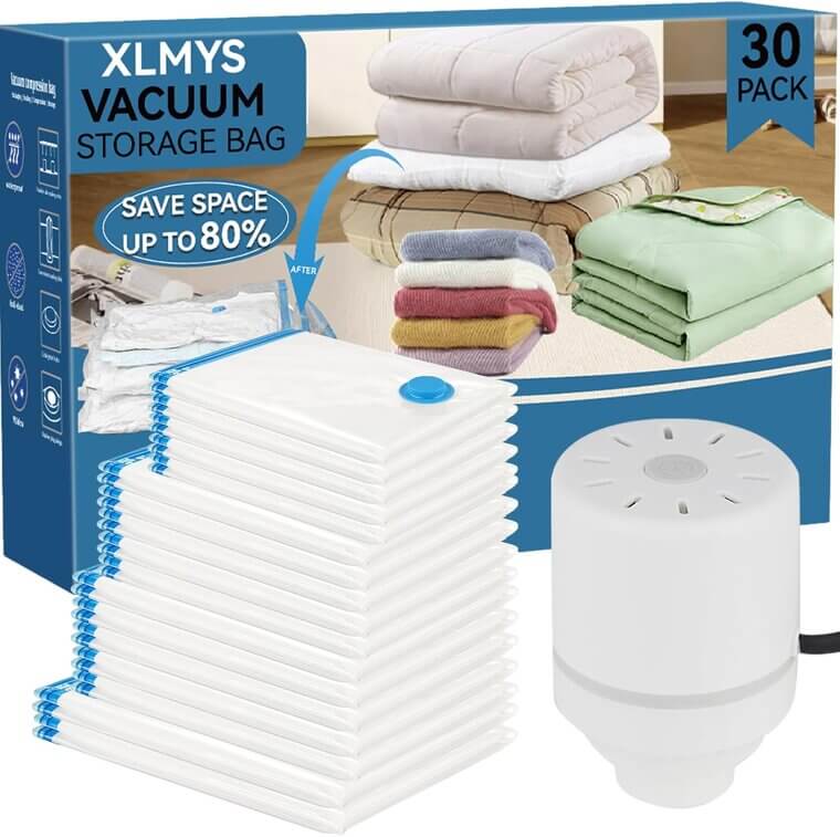 Vacuum Seal Bags for Effortless Space Saving - 30 Pack with Electric Pump 