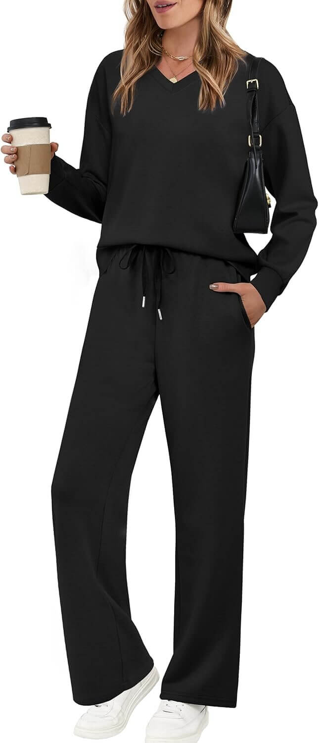 WIHOLL Lounge Sets - Stylish V Neck 2 Piece Outfits for Comfort - Enjoy 41% Off!