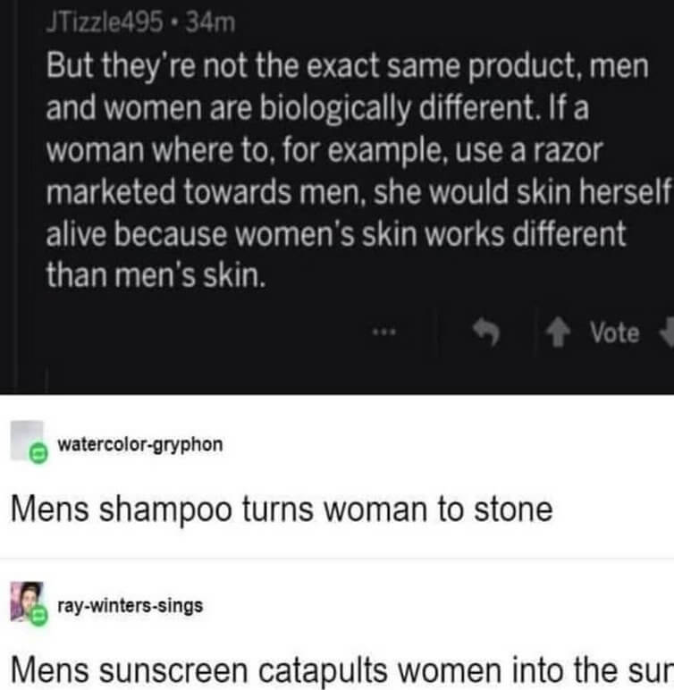 "Men's Shampoo Turns Women to Stone"