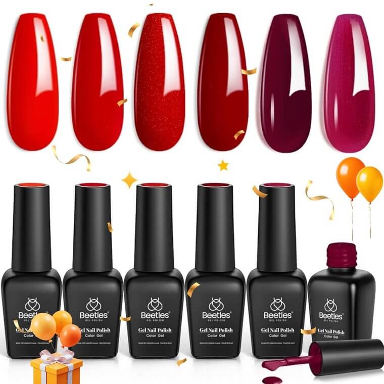 Beetles Red Gel Polish - 6 Stunning Shades for DIY Nail Art - Now 38% Off!
