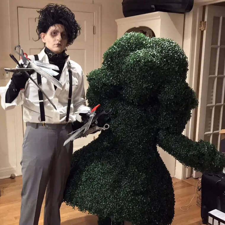Happy Halloween From Edward Scissorhands and His Shrub