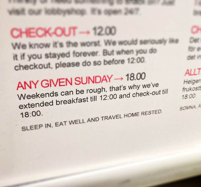 Late Sunday Check-Outs