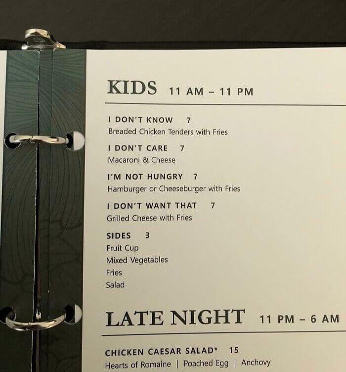 An Appropriate Kid's Menu