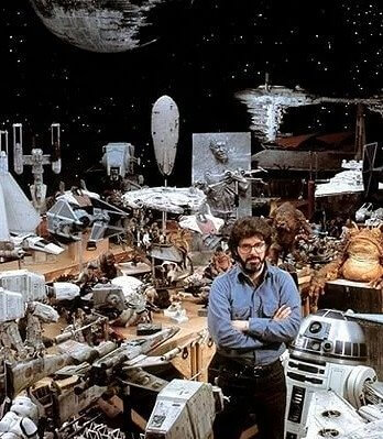 George Lucas, Creator of Star Wars, Surrounded By Star Wars Props