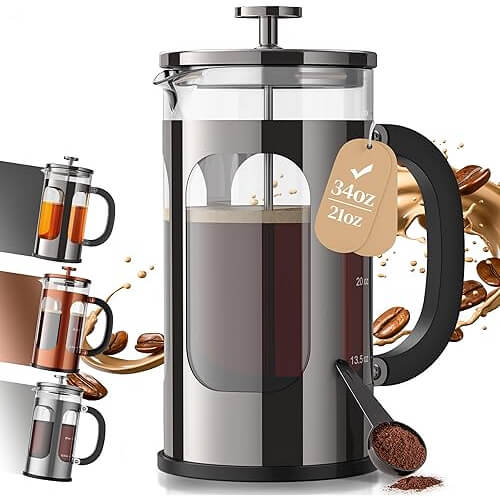 Elegant French Press Coffee Maker that Brews Barista-Quality Coffee. Now 38% Off!