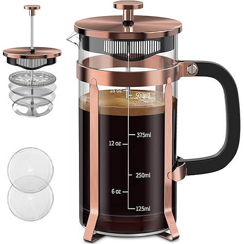 Elegant Stainless Steel French Press that Makes Perfect Coffee Every Time. 
