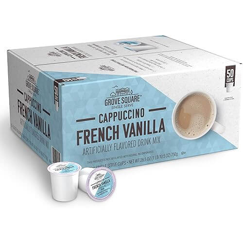 Creamy French Vanilla Cappuccino Pods that Make Coffeehouse Drinks Easy. 