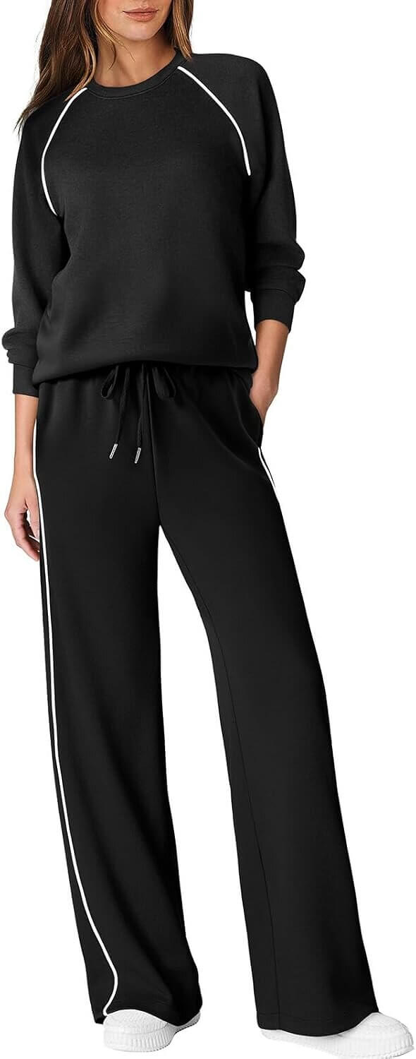 Sampeel Lounge Set - Cozy Fall Matching Outfit with Wide Leg Pants - Now 35% Off!