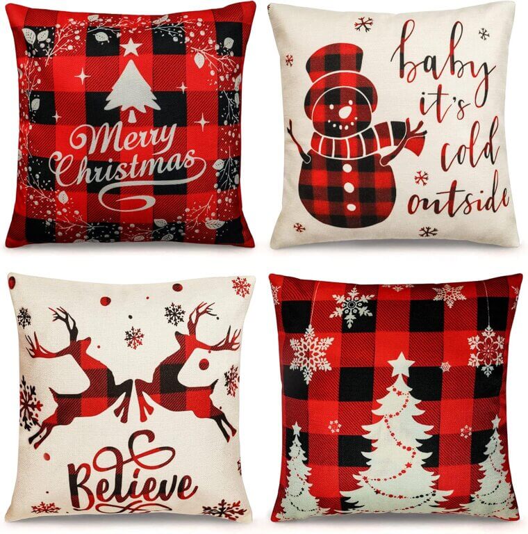 Farmhouse Christmas Pillow Covers for Cozy Holiday Decor 