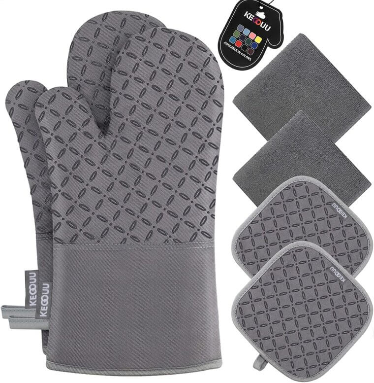 KEGOUU Oven Mitts Set - Heat Resistant and Stylish Kitchen Essential 