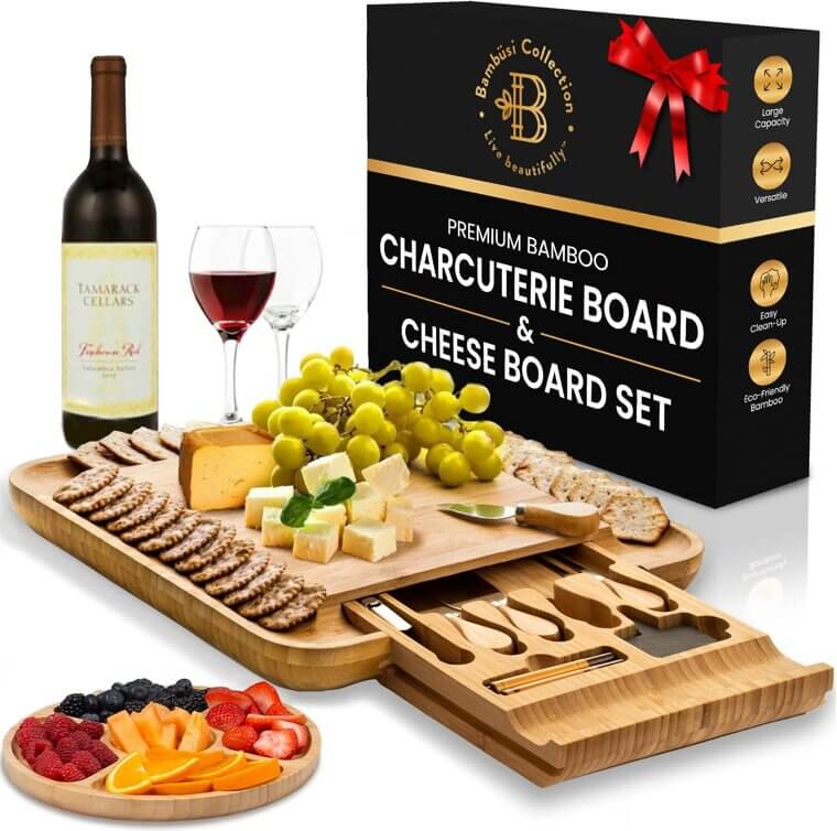 Bamboo Cheese Board Set - Perfect Housewarming Gift 