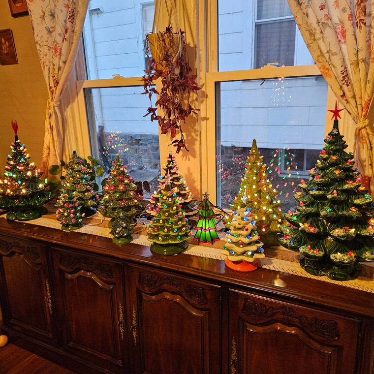 Ceramic Christmas Trees With Light Bulbs