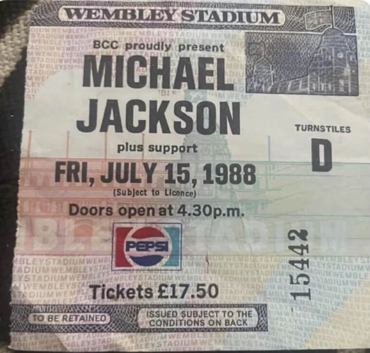 Michael Jackson Thriller Tour Ticket Stub - $800