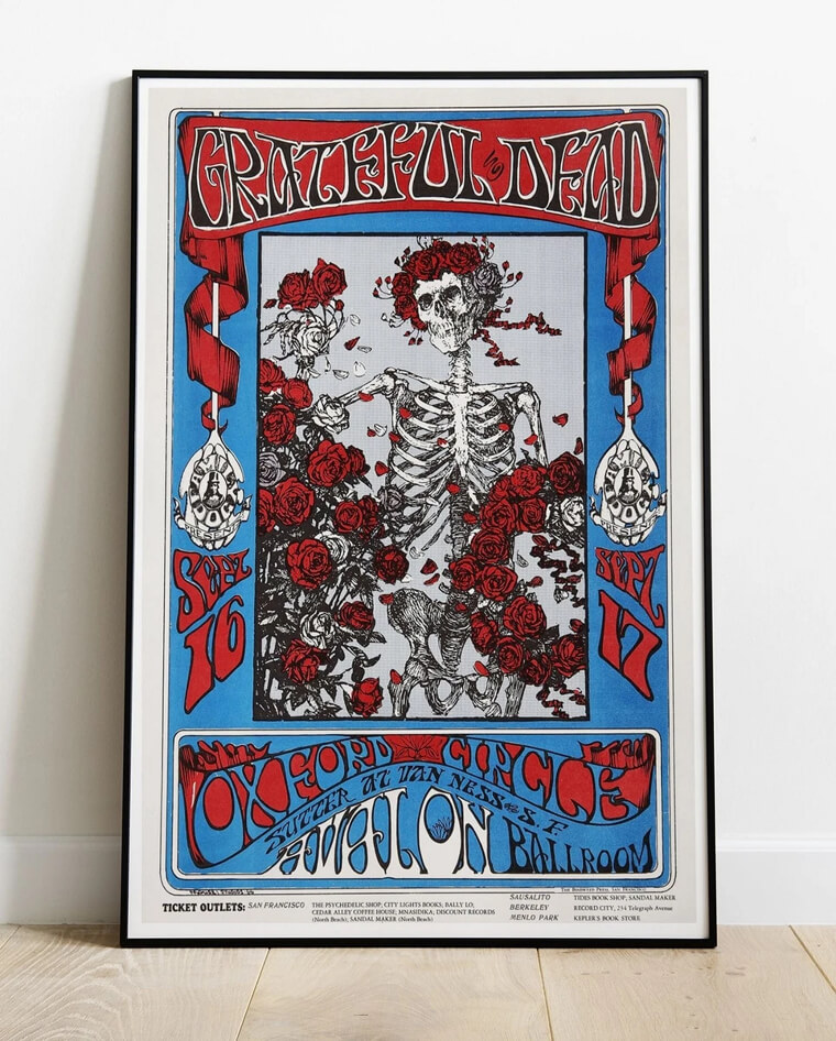 Grateful Dead Skeleton and Roses Poster - $50,000