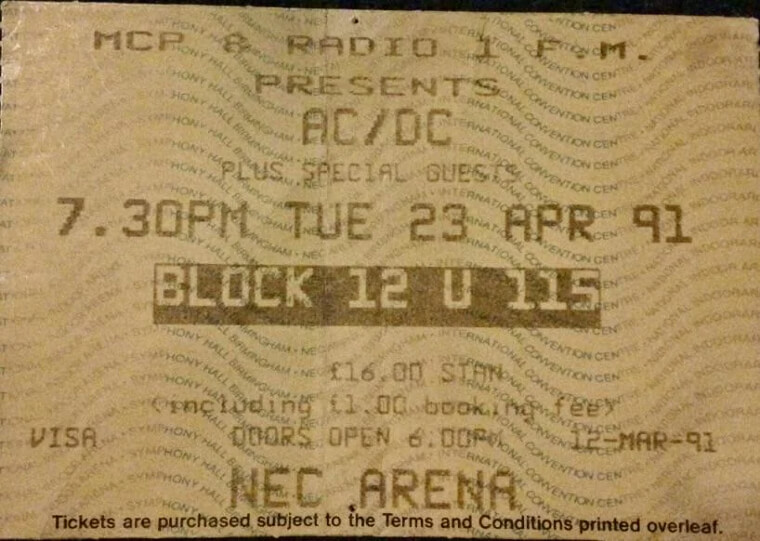 AC/DC Back in Black Tour Ticket Stub - $400