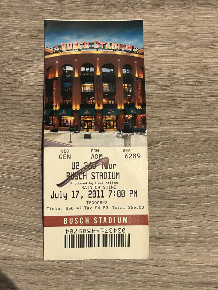 U2 Red Rocks Ticket Stub - $550