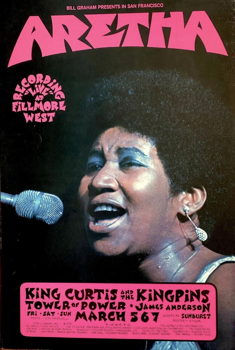 Aretha Franklin Fillmore West Poster - $1,100