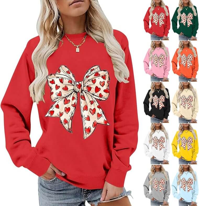 Valentine's Bow Sweatshirt - Cozy and Cute for the Season - Now 11% Off!