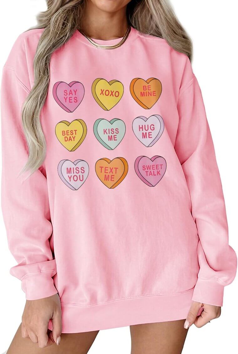 Valentine Heart Sweatshirt - Fun, Oversized Style 