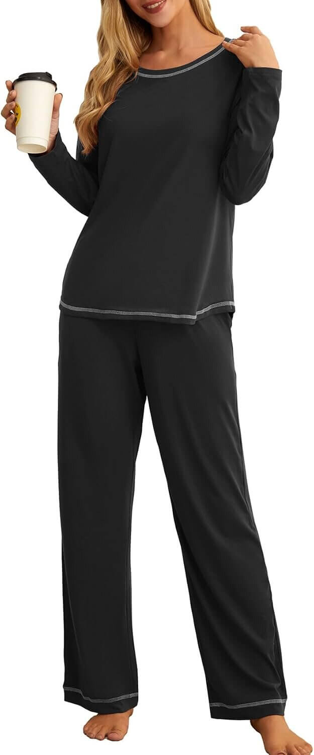 PrinStory Pajama Set: Cozy Long Sleeve Lounge Wear with Pockets - Now 33% Off!