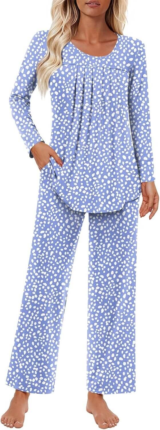 Women's Pajama Set - Cozy Fall Sleepwear with Pockets 