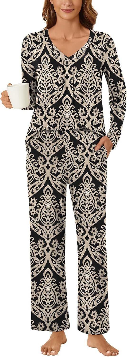 Bestbee Women's Pajama Set - Cozy Lounge Wear with Pockets 