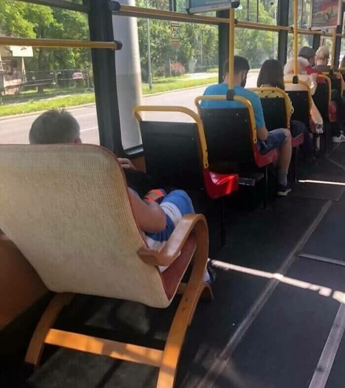 Some Buses Have A Bring Your Own Chair Policy