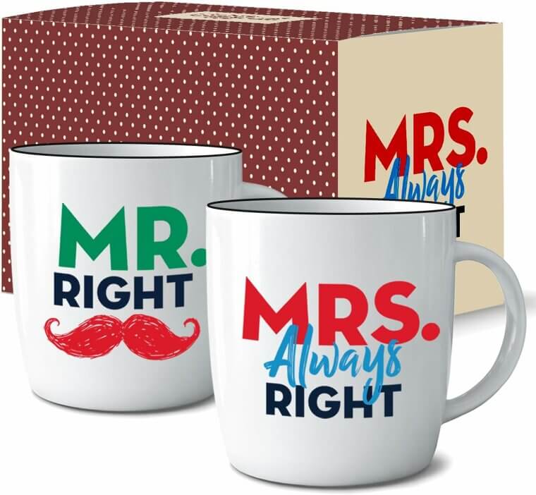 Mr Right Mrs Always Right Mugs - Perfect Couple Gift!