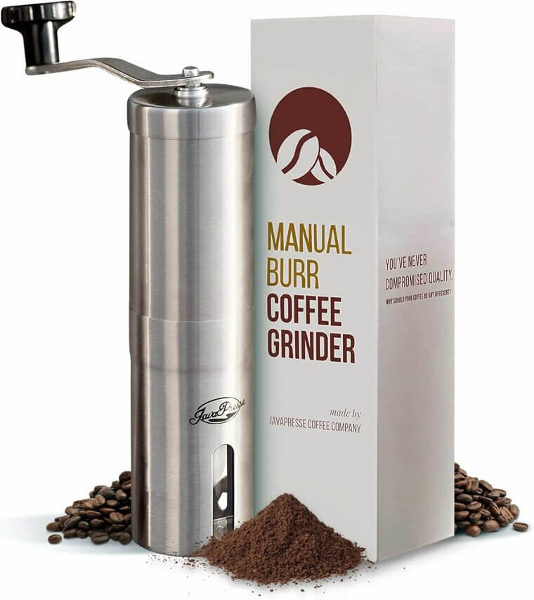 JavaPresse Coffee Grinder - Portable Conical Burr with 18 Settings for Coffee Lovers - Now 47% Off!