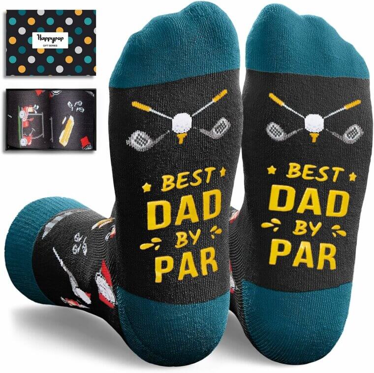 HAPPYPOP Dad Socks - Fun Gifts for Fathers & Golf Lovers