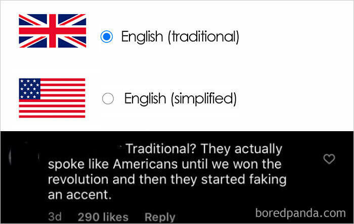 Fake accent.