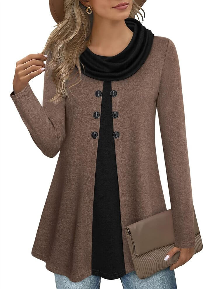 Bebonnie Cowl Neck Tunic - Perfect for Fall and Work 
