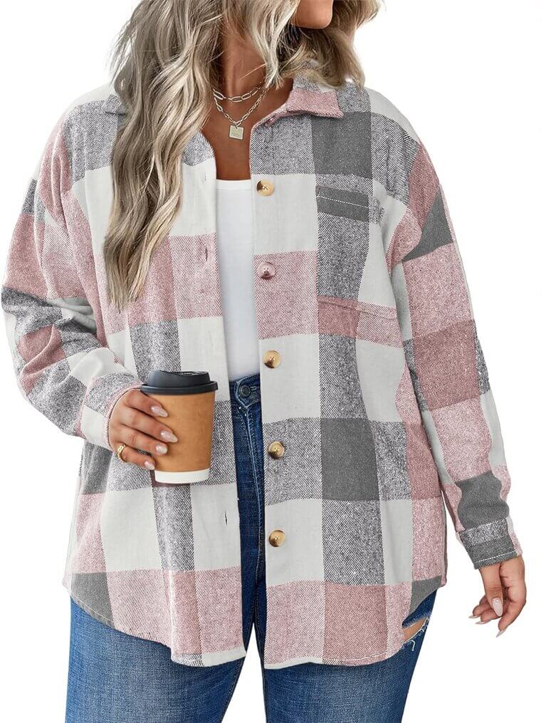 Plus Size Plaid Shacket - Stylish, Comfortable, and Versatile - 27% Off!