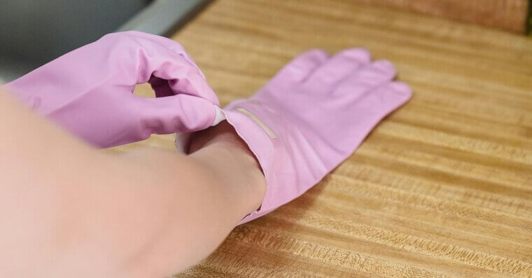 Rub Rubber Gloves on Upholstery to Remove Pet Hair