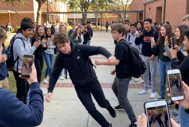 Bully Throws a Punch and Misses Badly