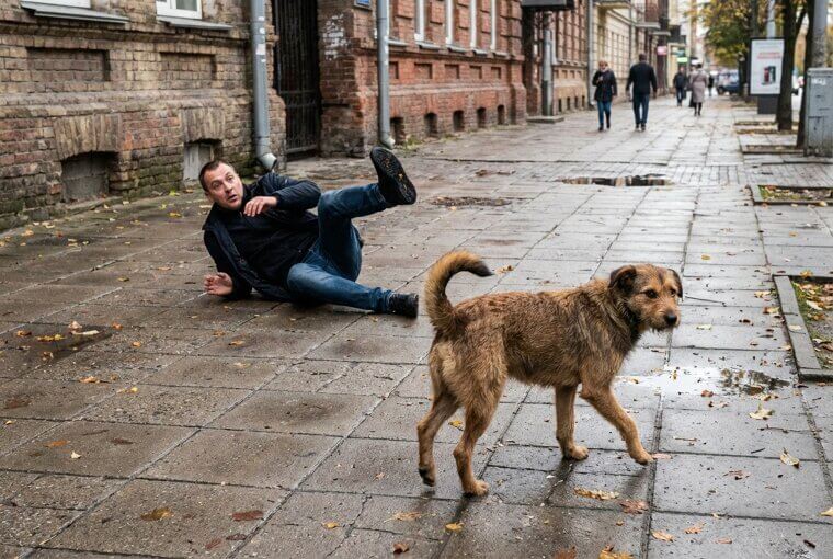 He Kicked a Dog, Then Slipped